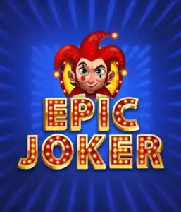 Experience the colorful world of Epic Joker slot by Relax Gaming, featuring a cheerful joker with a flaming hairstyle set against a sparkling blue background. This graphic depicts the light-hearted spirit of classic slots, great for fans of classic casino aesthetics, delivering a captivating adventure.